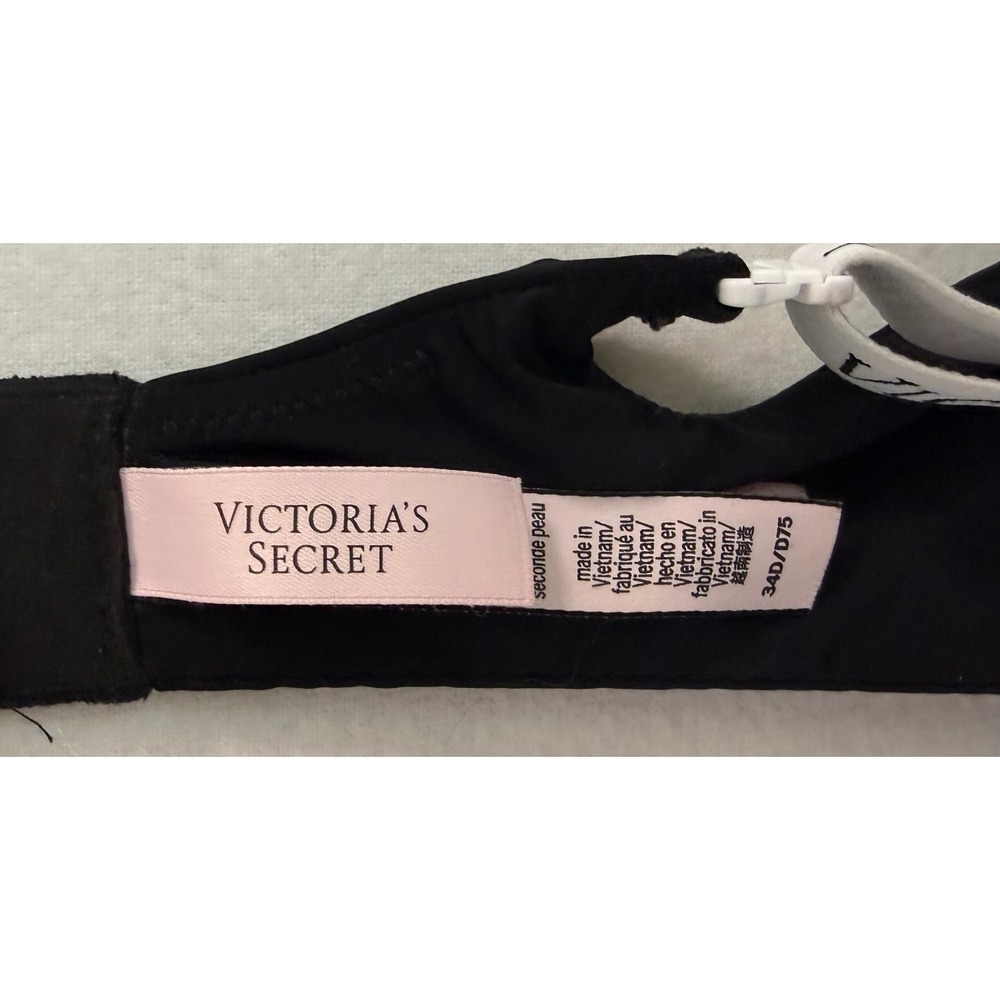 Victoria's Secret T-Shirt Lightly Lined Wireless Bra Black Logo Strap Sz‎ 34D - Picture 9 of 12